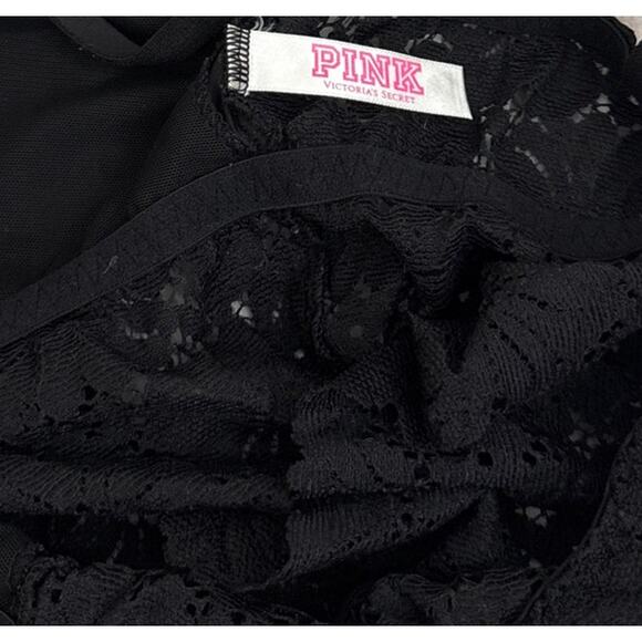 PINK Victoria's Secret Black Whimsygoth Lace Adjustable Bralette Tank Medium - Picture 3 of 3